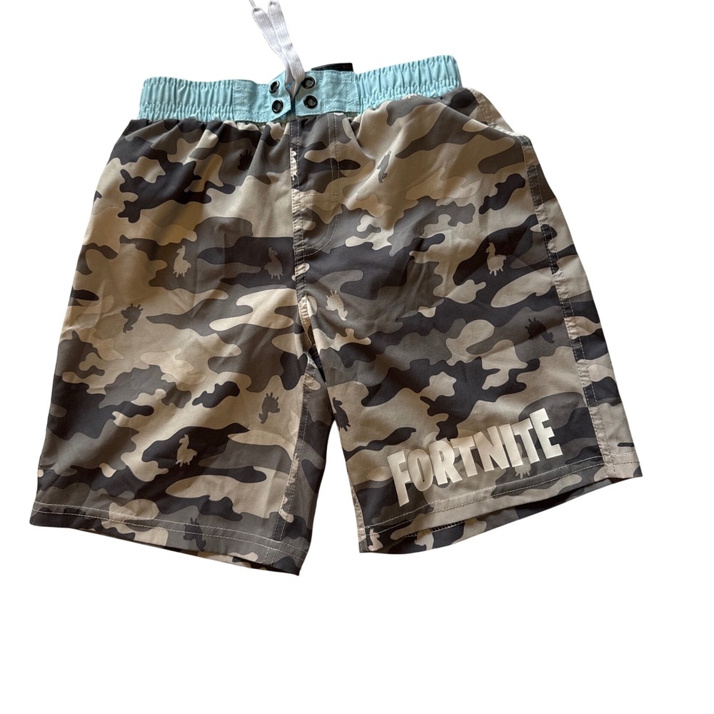 Fortnite Boys Camo Swim Trunks Llama Print Board Shorts Size Medium 8 Camouflage